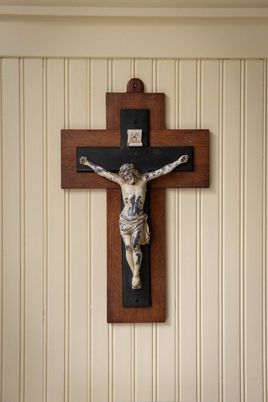 Antique wood and metal corpus crusifix_