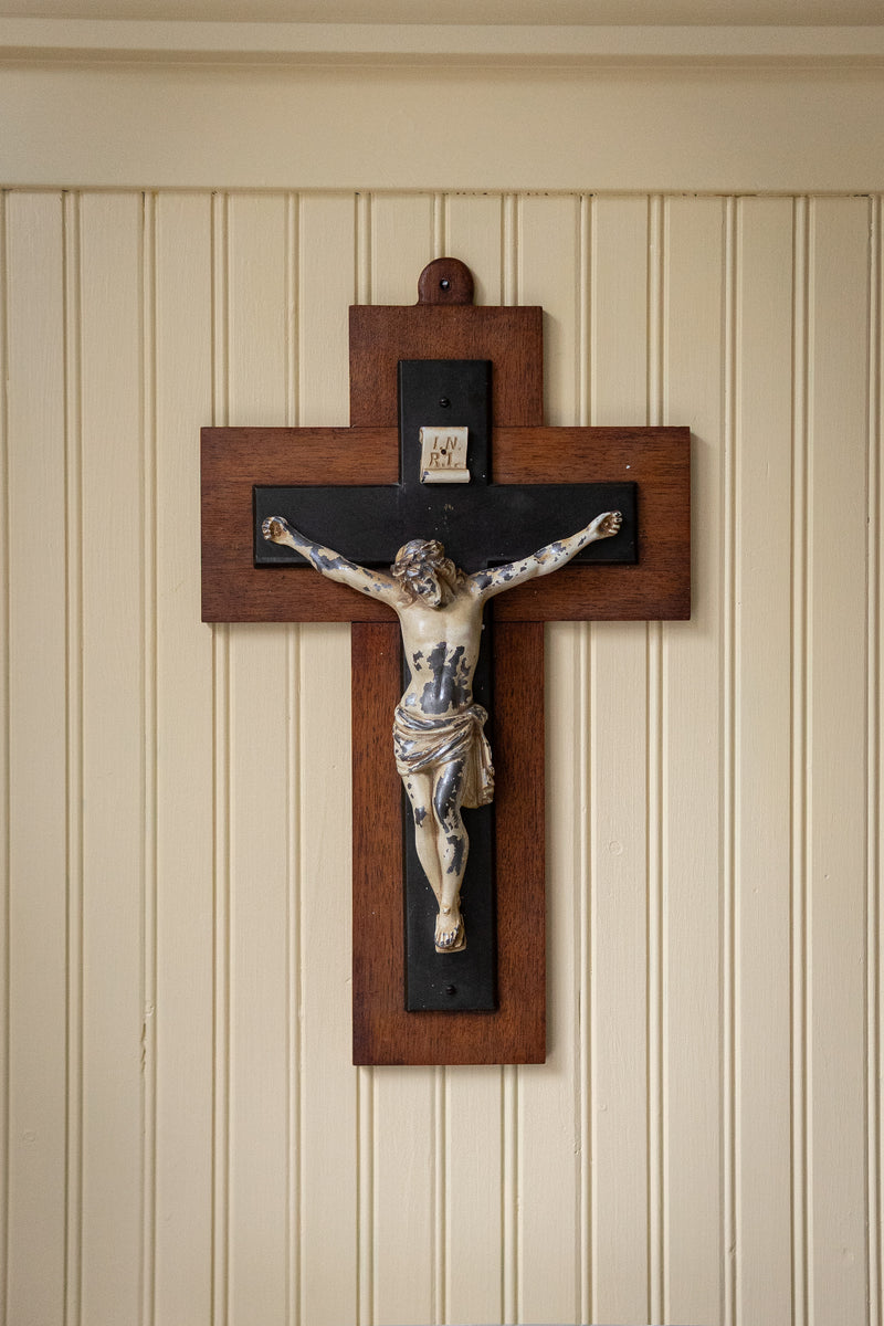 Antique wood and metal corpus crusifix_
