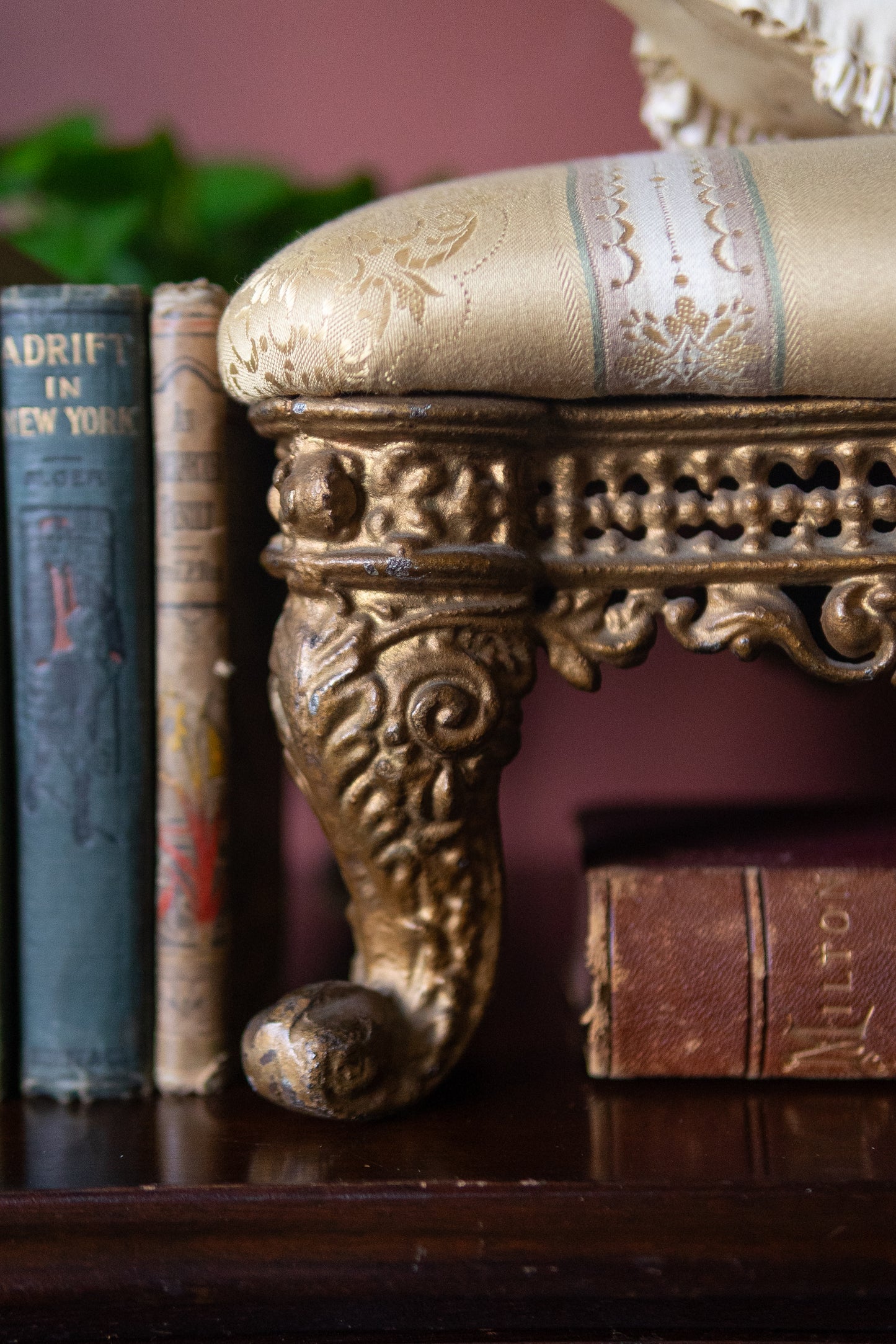 Antique cast iron victorian footstool