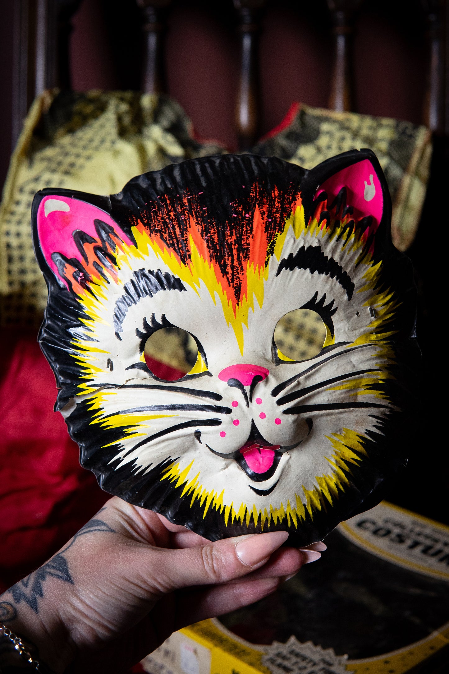 vintage Collegeville kitten Halloween costume with mask in original box
