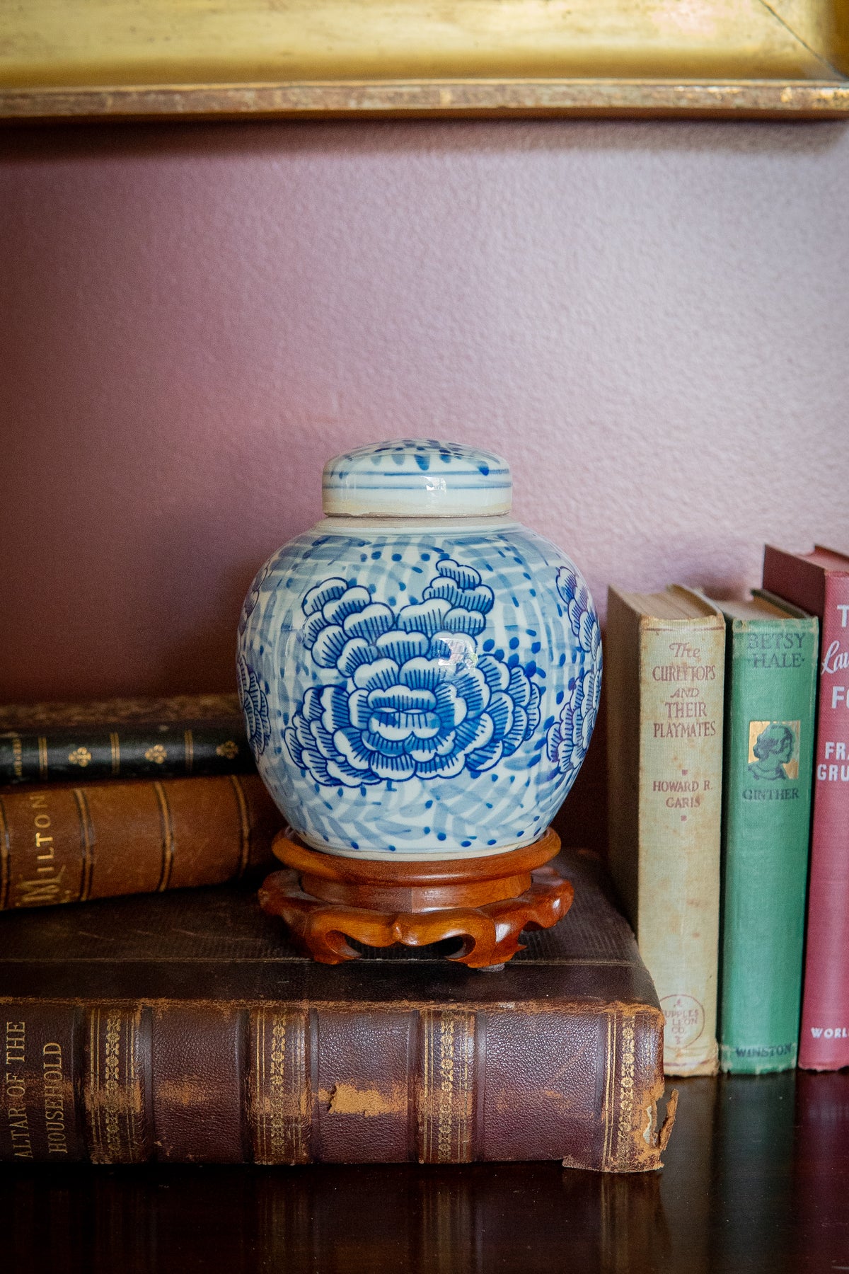 Vintage blue & white ginger jar