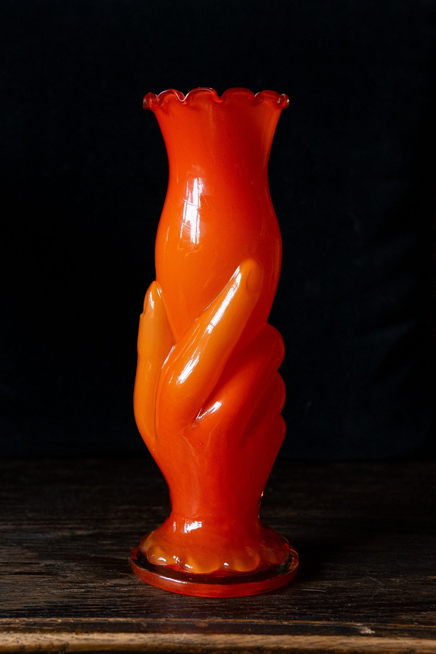 Glass victorian style hand vase