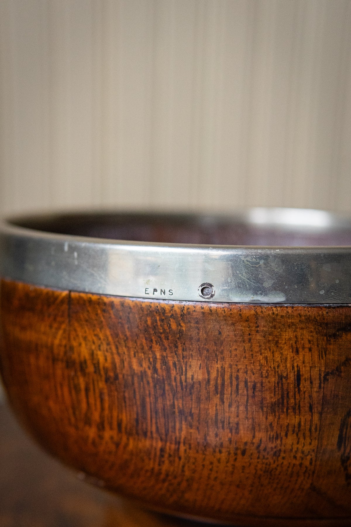 Antique english oak trophy bowl