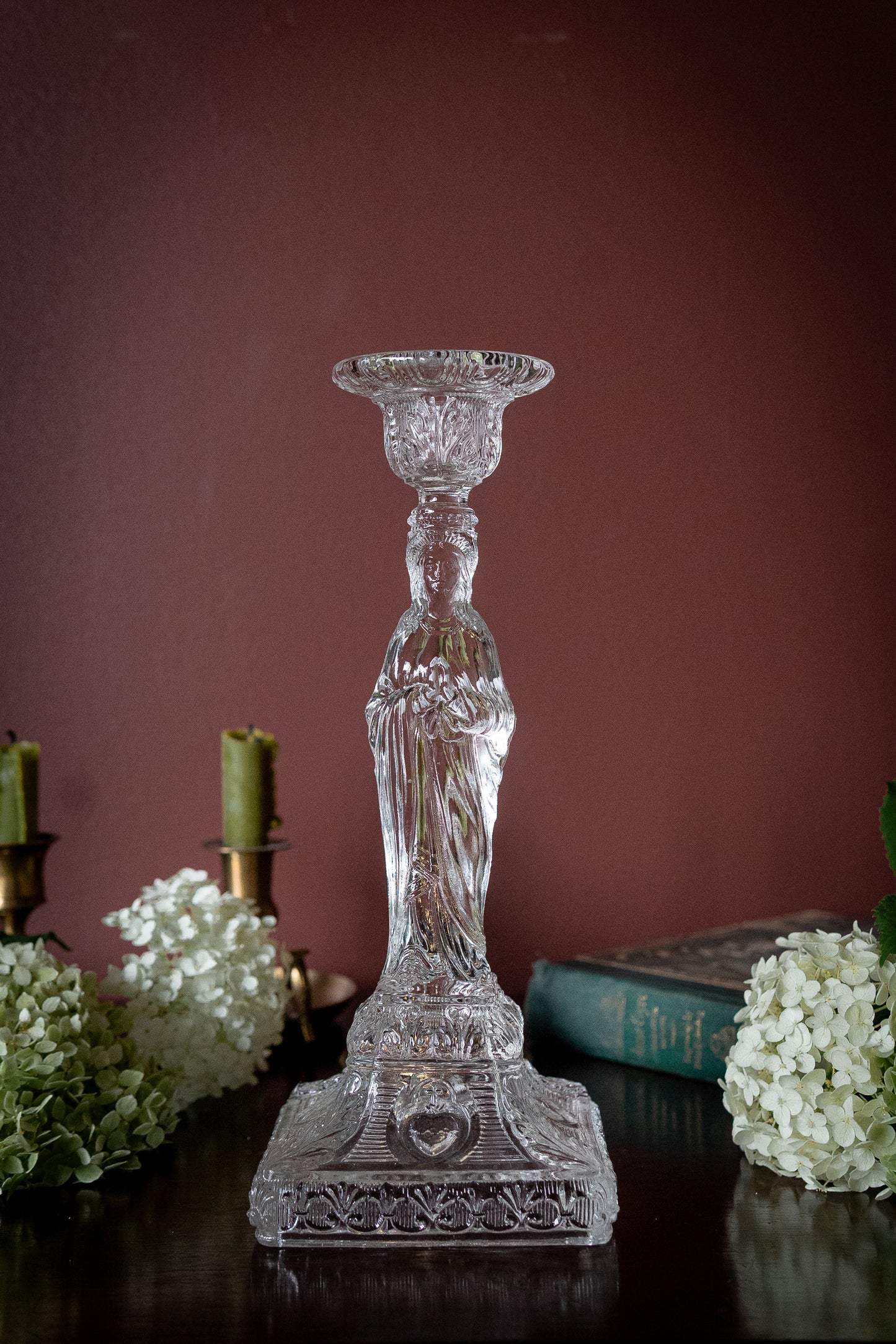 Vintage Madonna Glass Candleholder