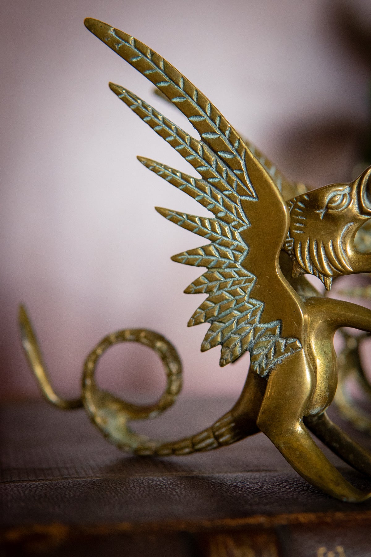 Vintage Brass Griffin Candlestick Holders