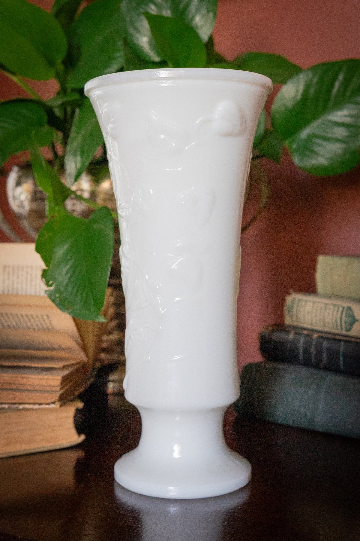 Vintage Milk Glass Pedestal Vase