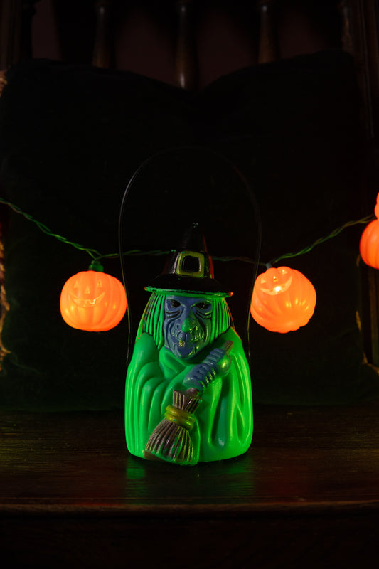 vintage flashing witch lantern halloween decoration