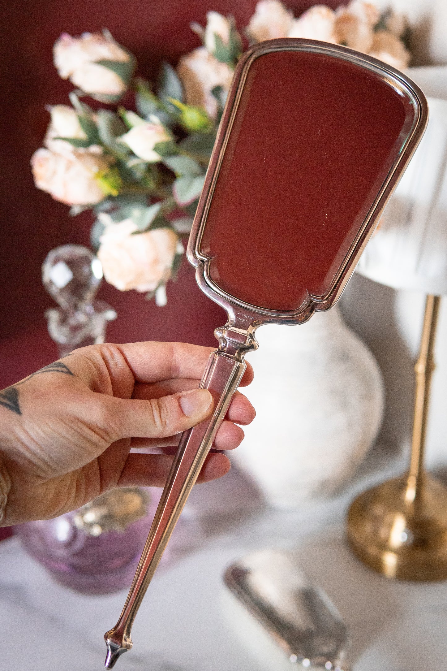 Vintage Sterling Silver Hair Brush & Hand Mirror Set