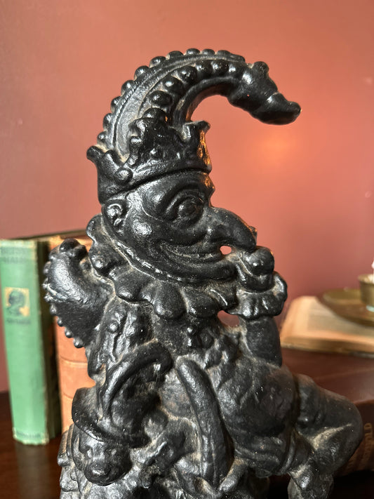 Victorian Mr.Punch and Toby cast iron door stopper