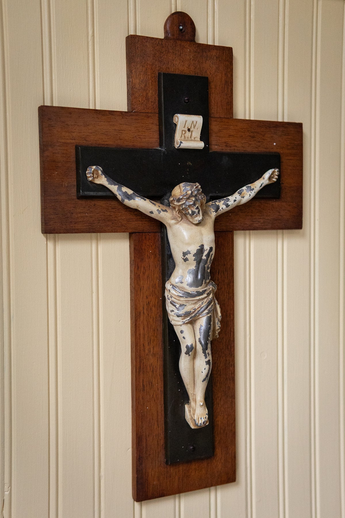 Antique wood and metal corpus crusifix_