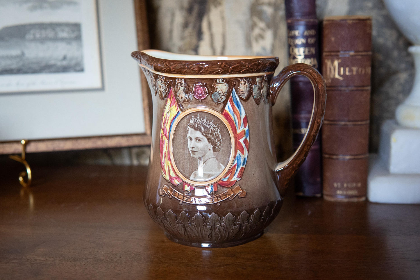 Rare Royal Doulton Queen Elizabeth II coronation Pitcher – Collectible English Pottery Jug