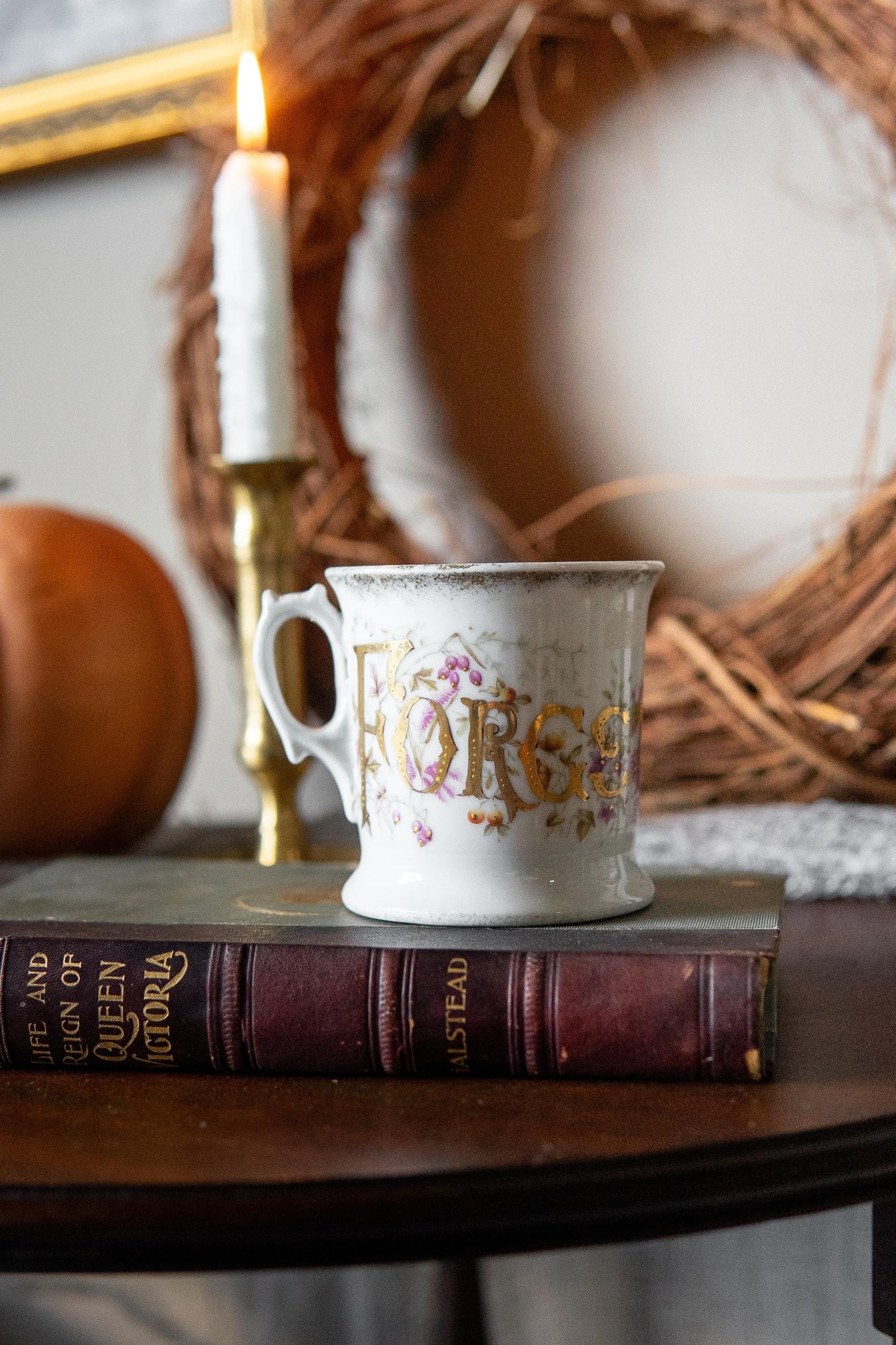Victorian Forget Me Not Cup Antique Floral Teacup