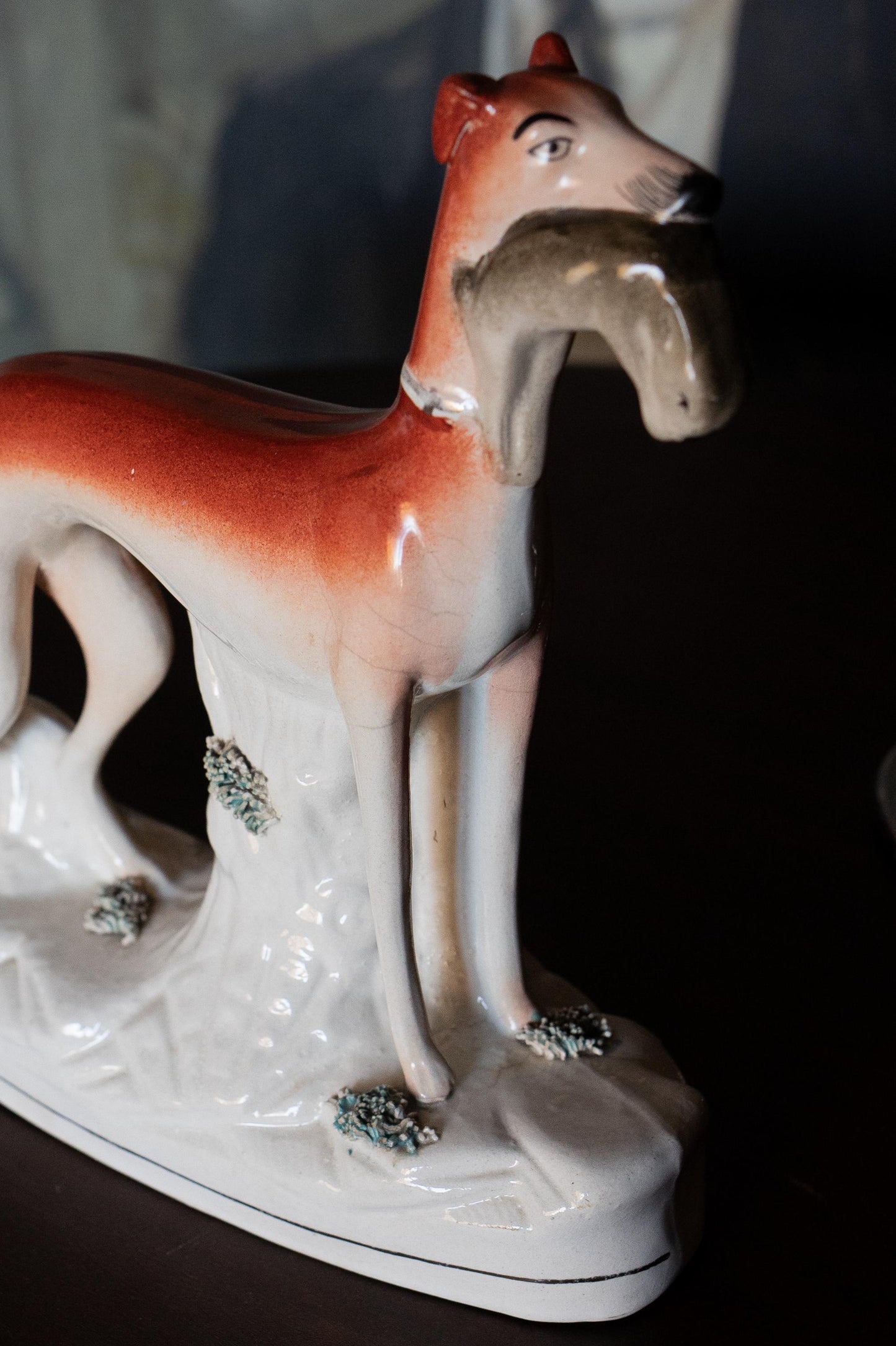 Large greyhound victorian Staffordshire figurine 19th century