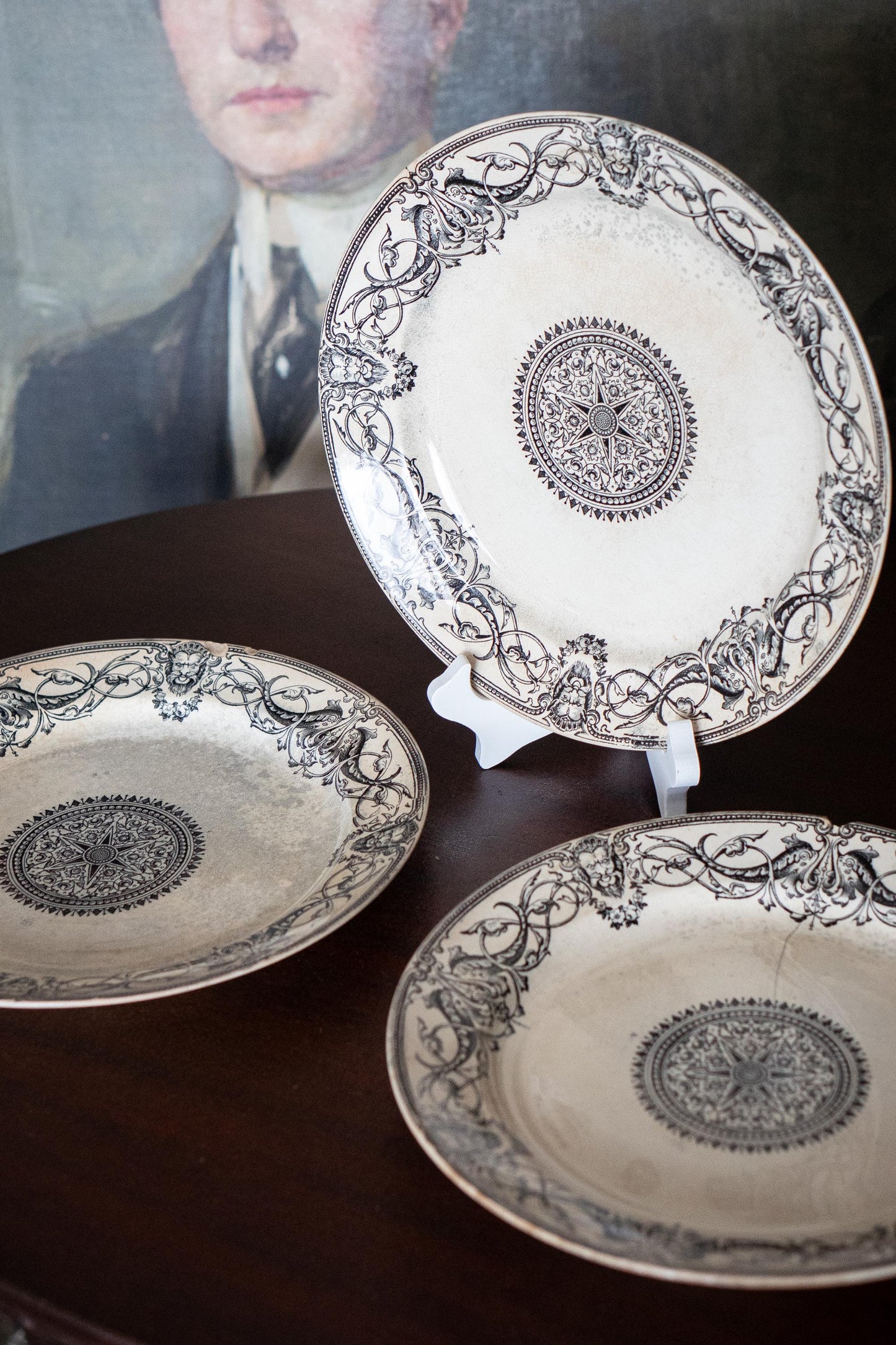 Rare Antique gothic 1870 T. Furnival & sons  florentine pattern plates