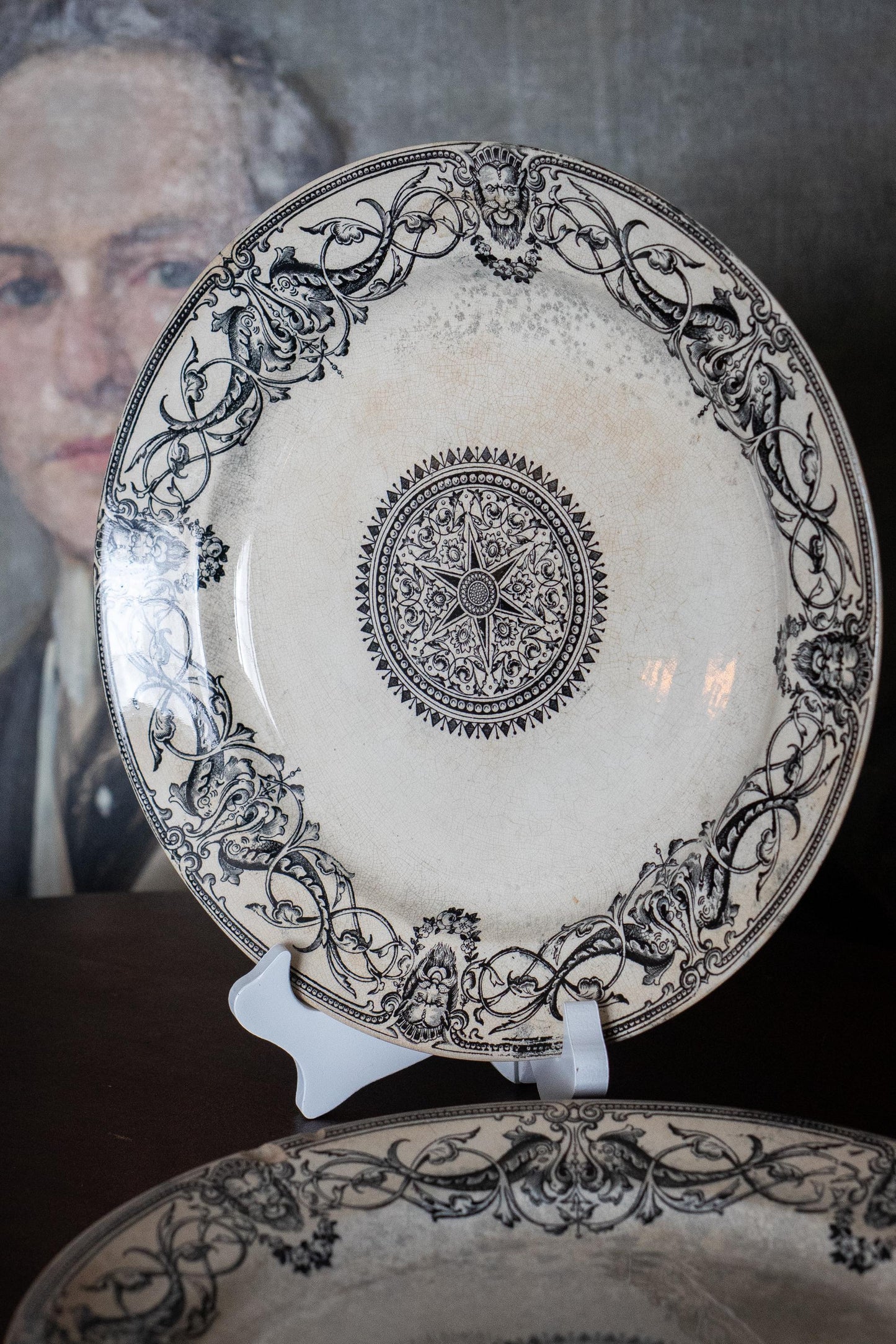 Rare Antique gothic 1870 T. Furnival & sons  florentine pattern plates