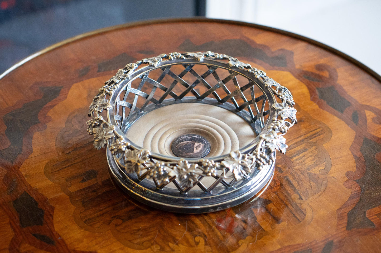 silver plate wine coaster 19th century