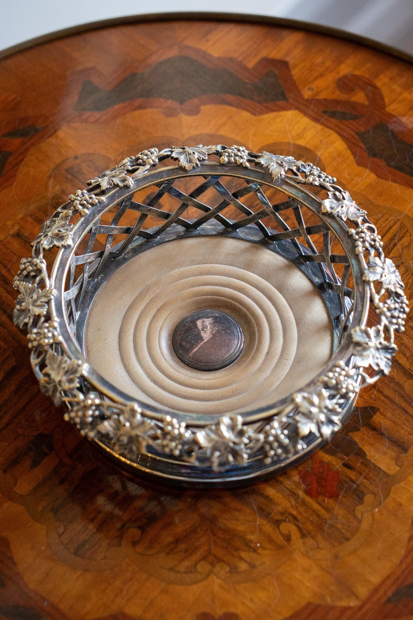 silver plate wine coaster 19th century