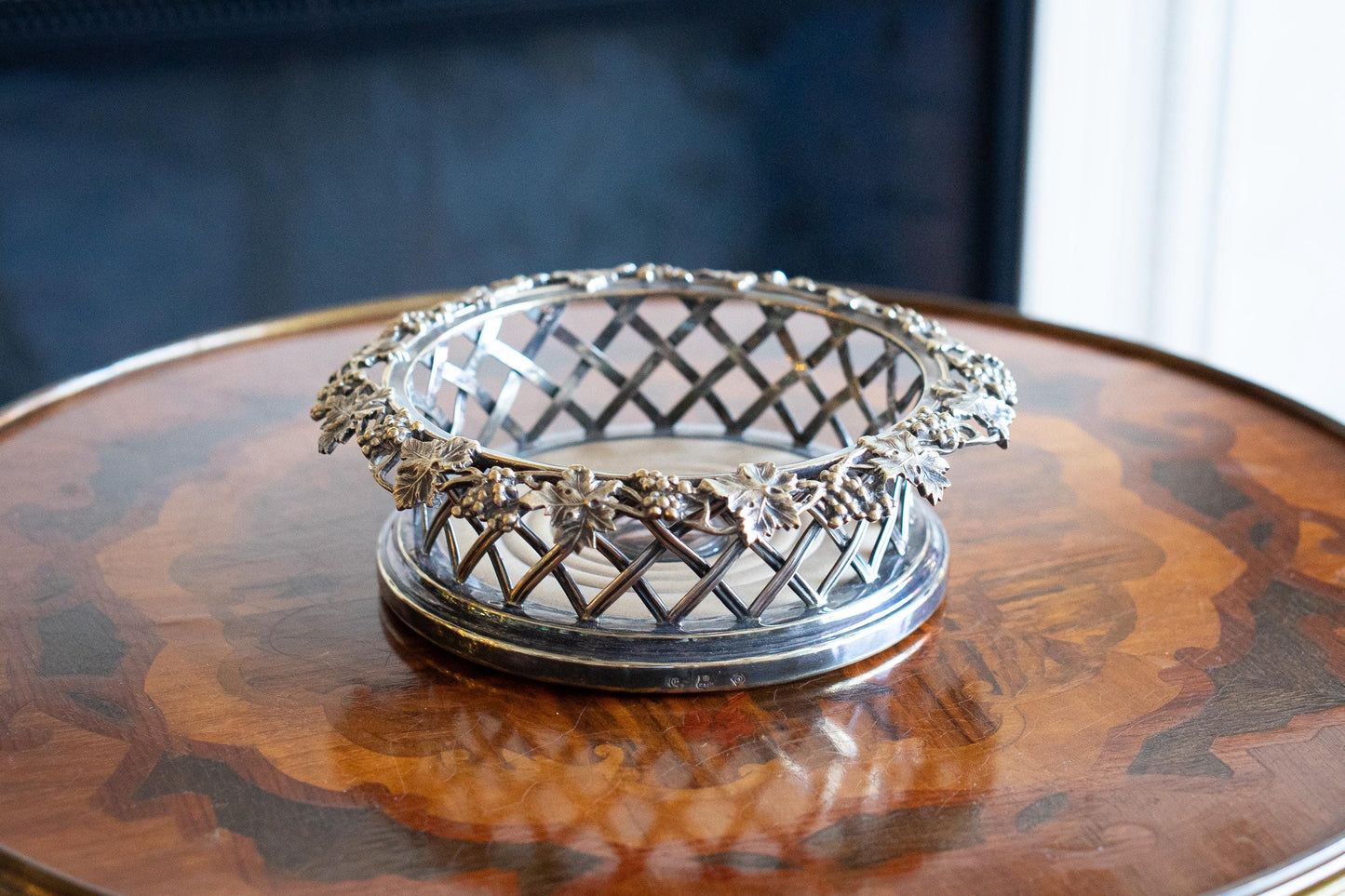 silver plate wine coaster 19th century