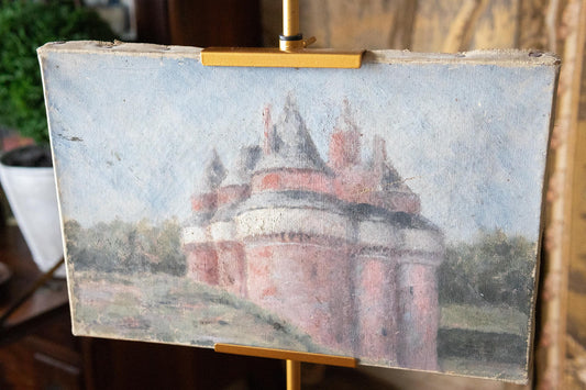 19th century french castle oil painting