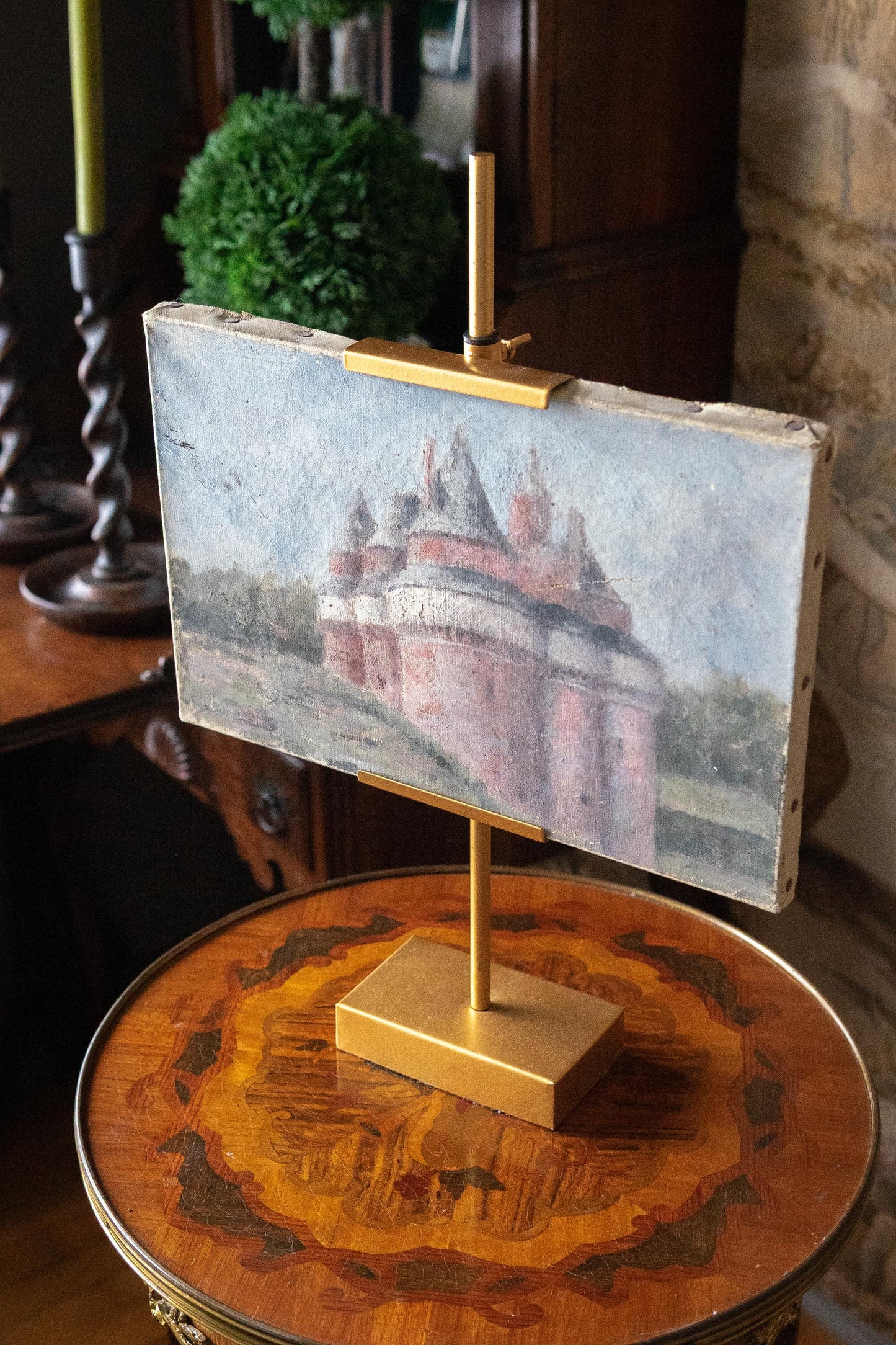 19th century french castle oil painting