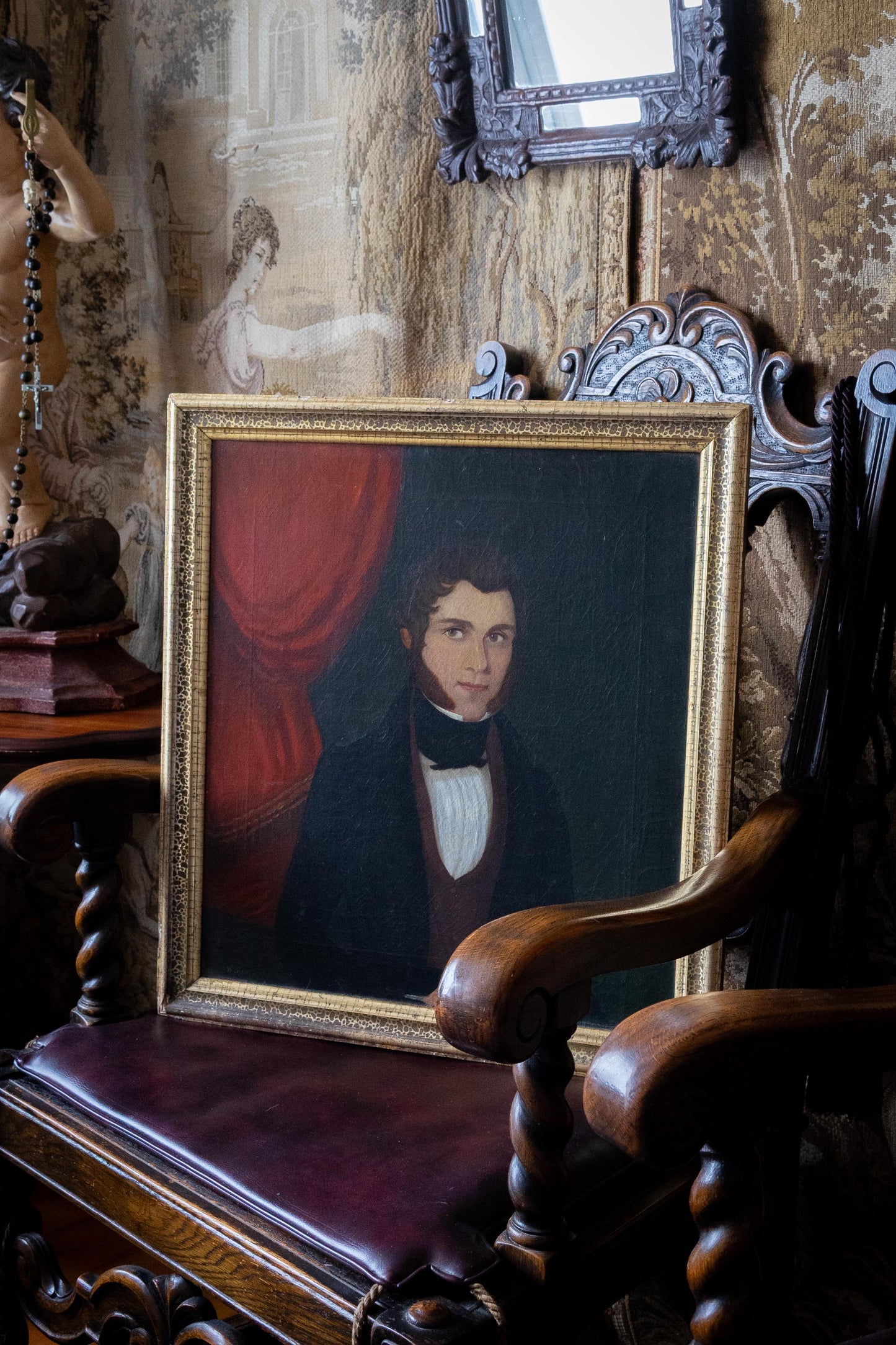 Early 19th Century Gentleman Portrait Oil Painting Antique Framed Oil on Canvas