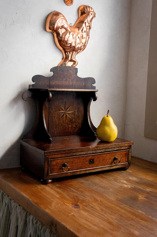 Georgian Antique Wooden Wall Shelf with Drawer