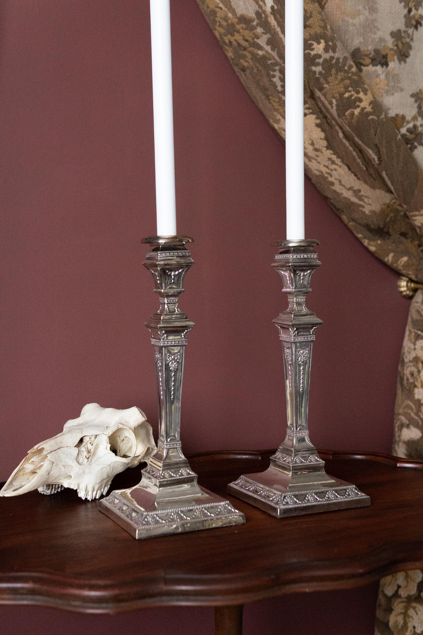 Victorian english silver plate candle holders