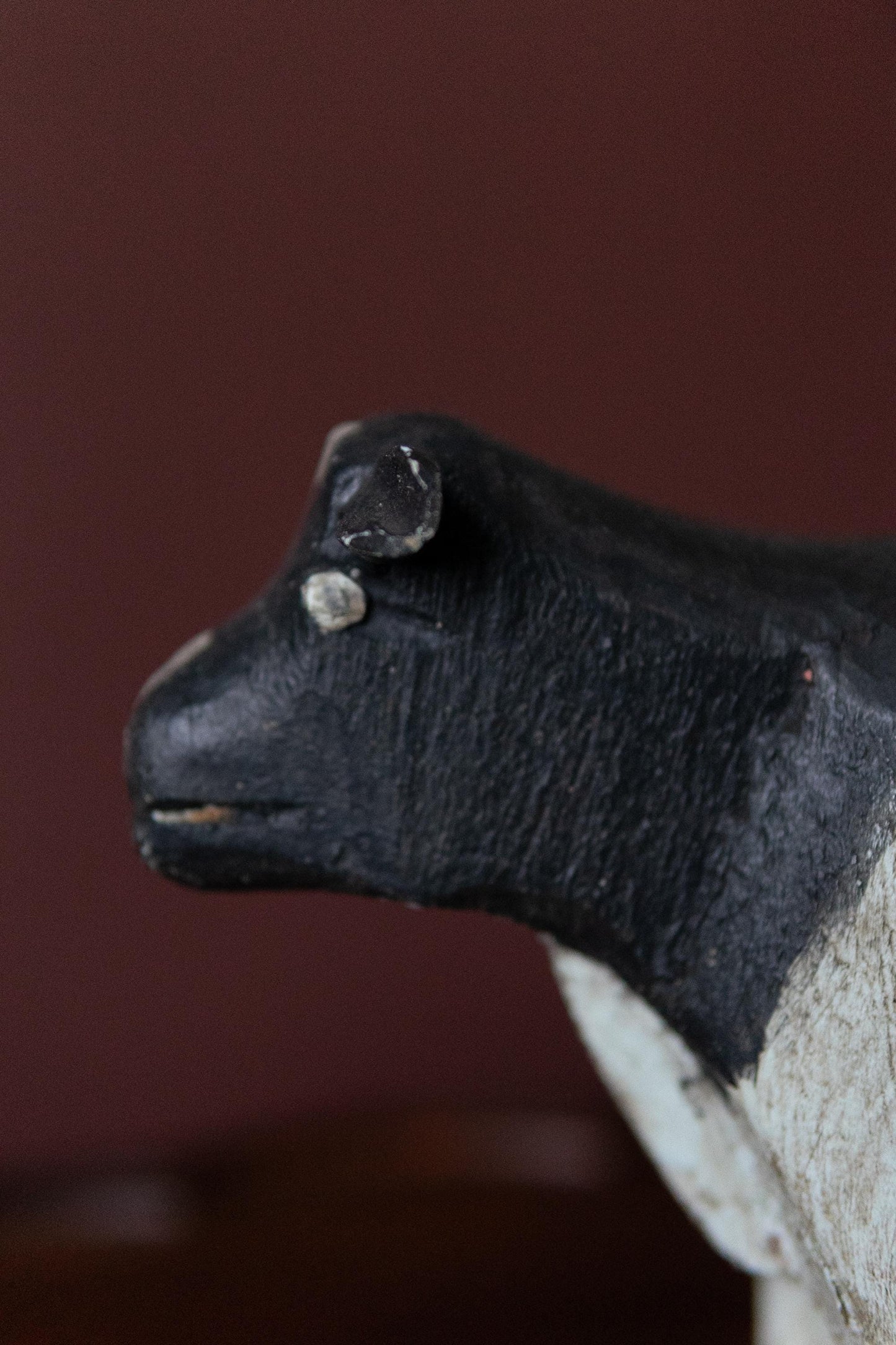 Folk Art hand carved wooden cow