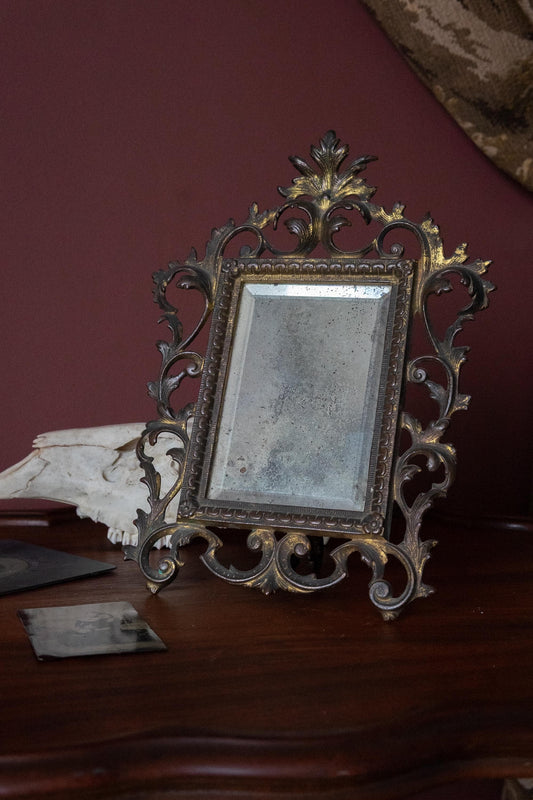 Antique 19th century Gilt Mirror Ornate Rococo Tabletop Vanity Mirror