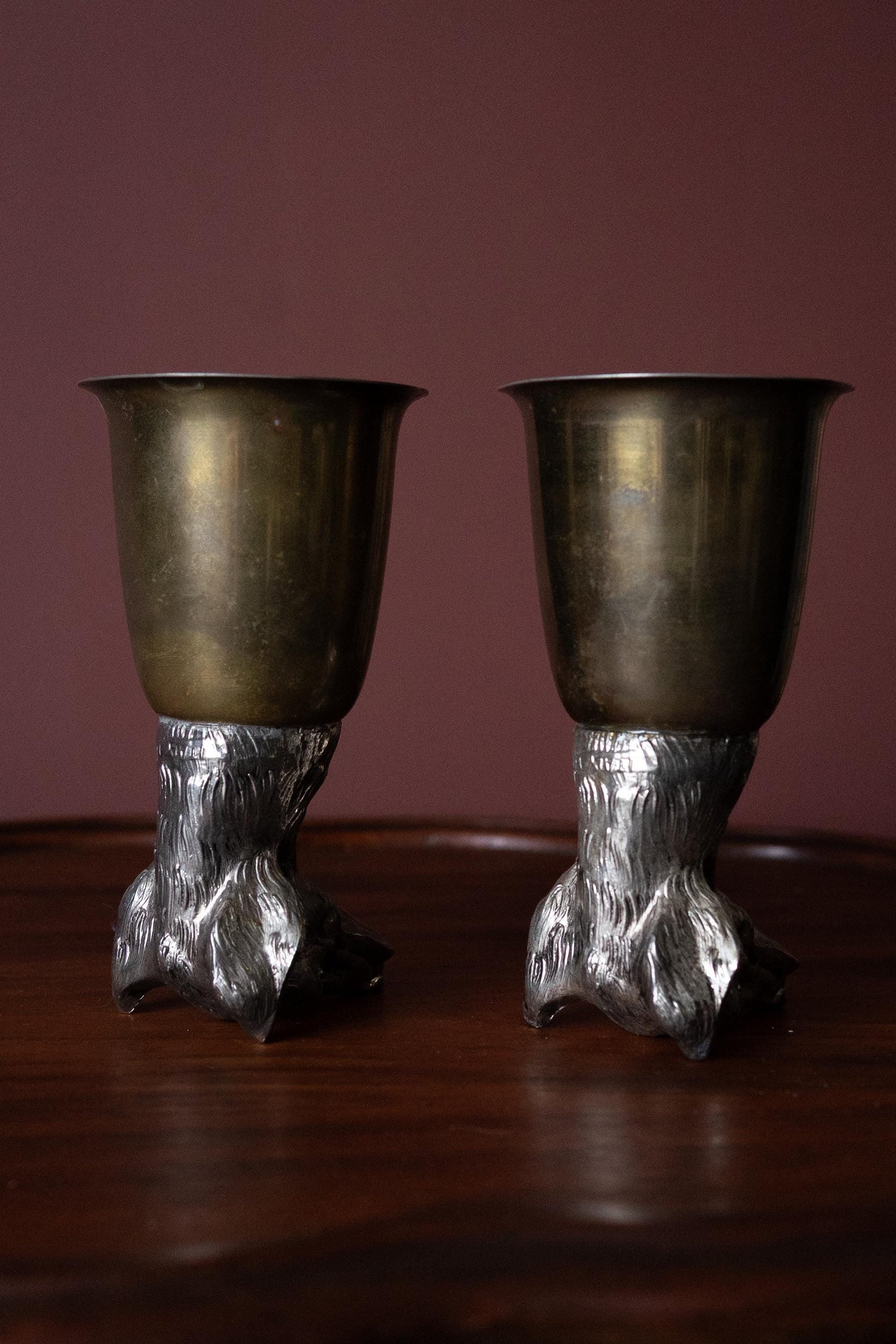 Vintage dog stirrup cups