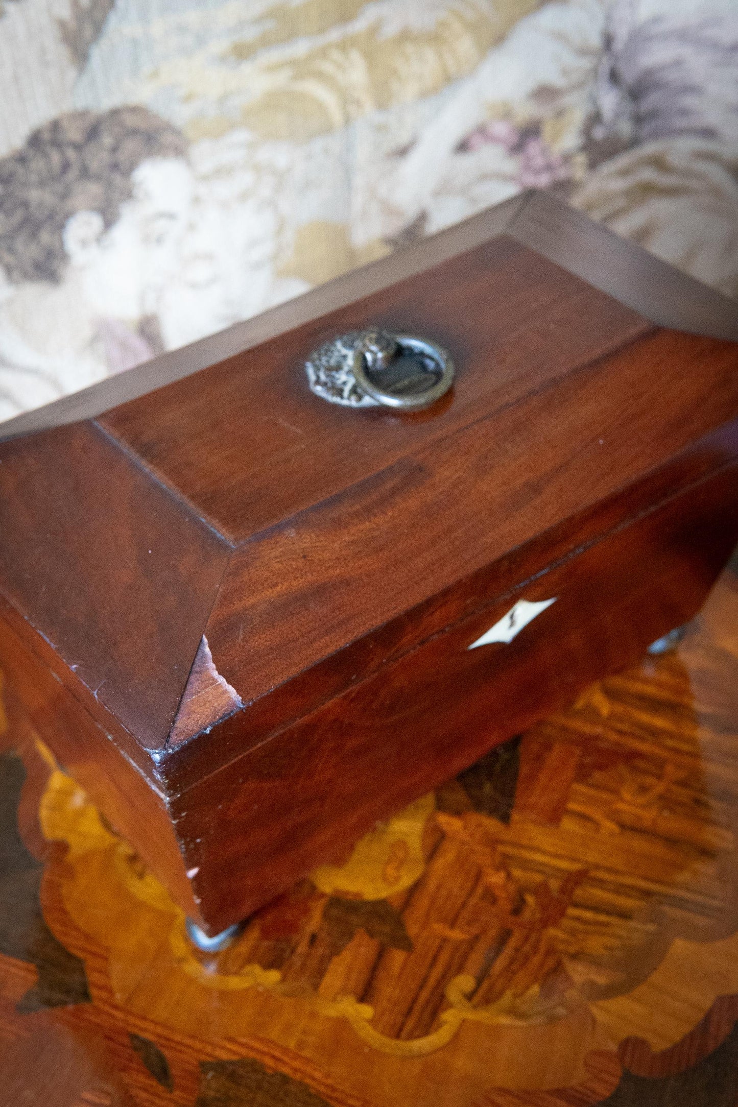 Antique early 19th Century Mahogany Tea Caddy. Georgian Style Tea Box