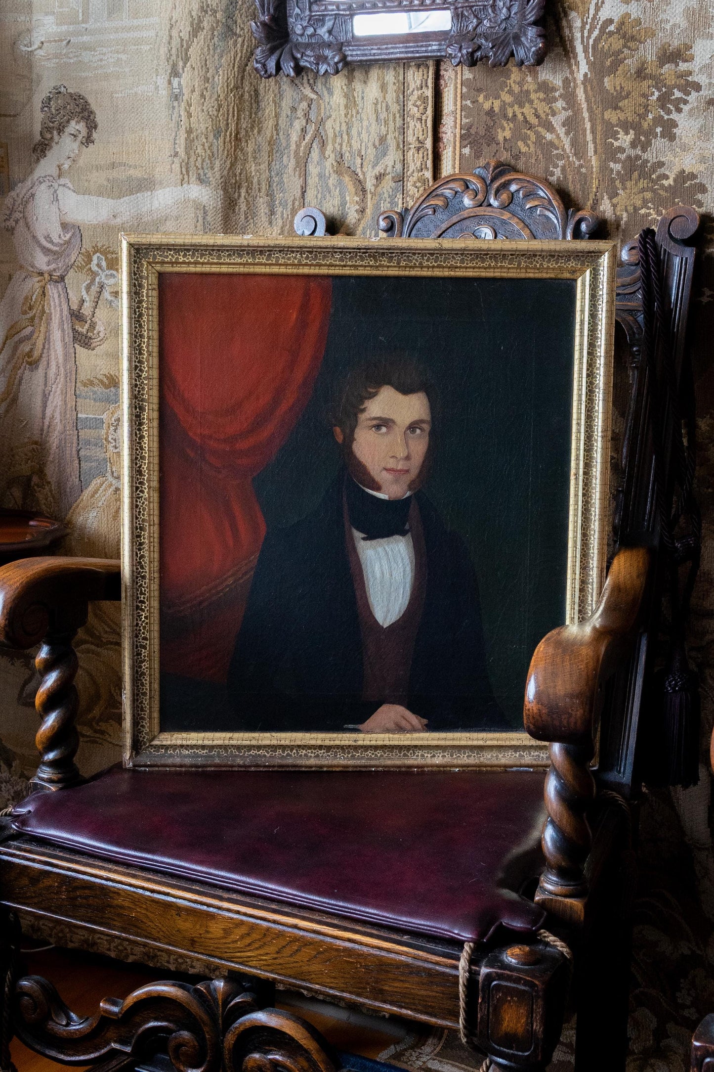 Early 19th Century Gentleman Portrait Oil Painting Antique Framed Oil on Canvas