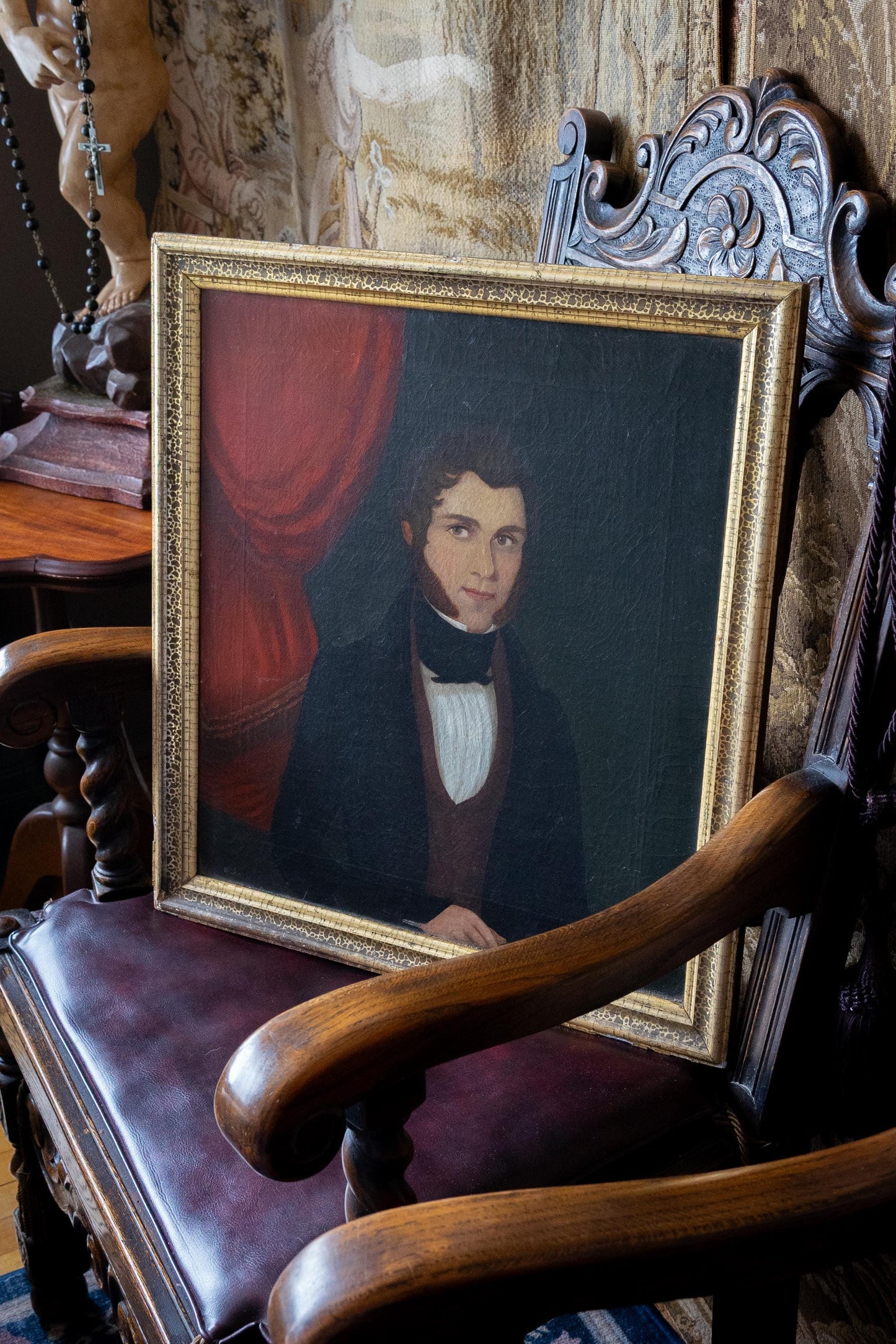 Early 19th Century Gentleman Portrait Oil Painting Antique Framed Oil on Canvas