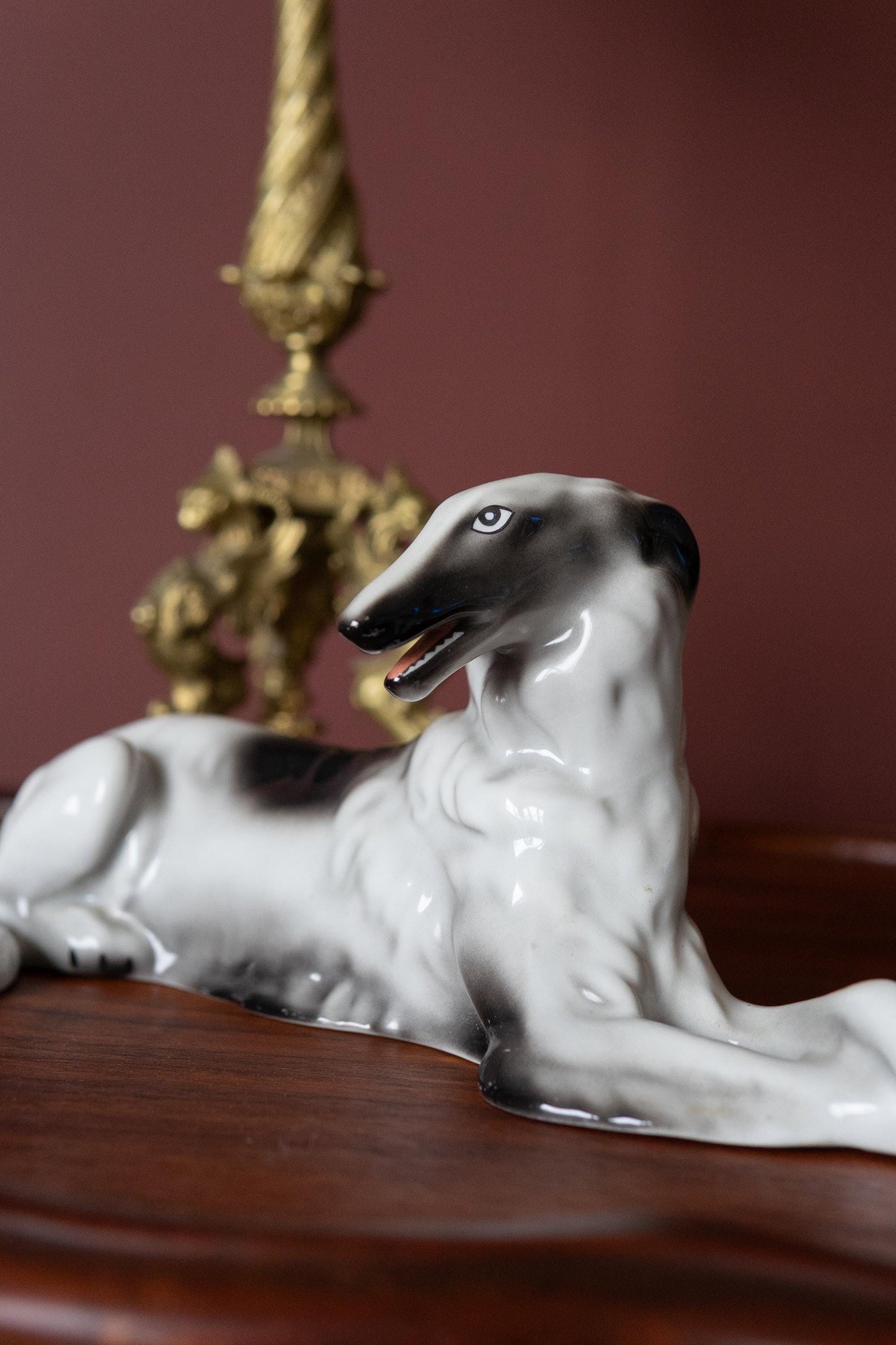 Vintage 1960s Borzoi Figurine  Porcelain Russian Wolfhound Dog Statue