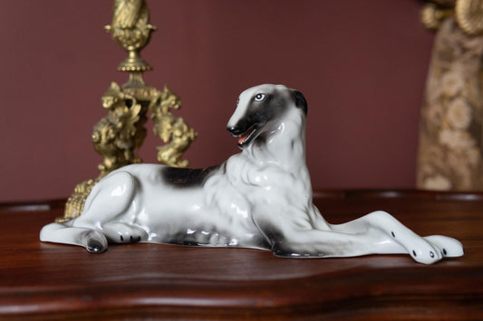 Vintage 1960s Borzoi Figurine  Porcelain Russian Wolfhound Dog Statue