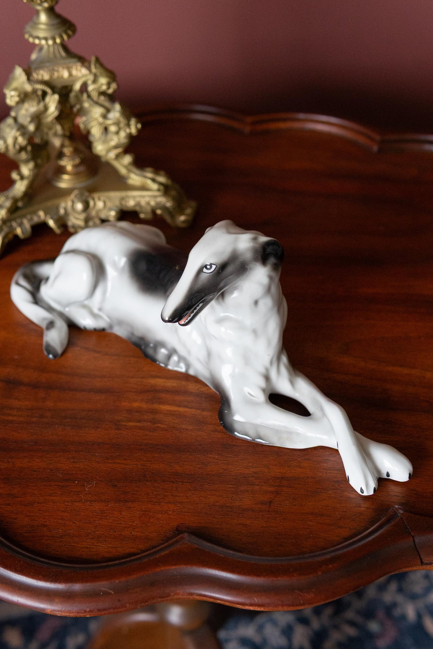 Vintage 1960s Borzoi Figurine  Porcelain Russian Wolfhound Dog Statue