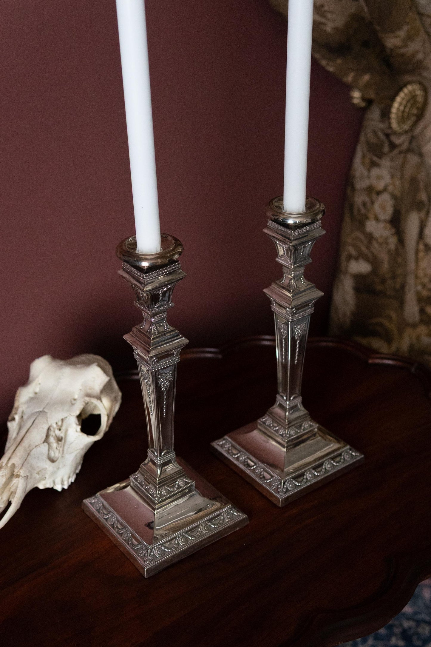 Victorian english silver plate candle holders