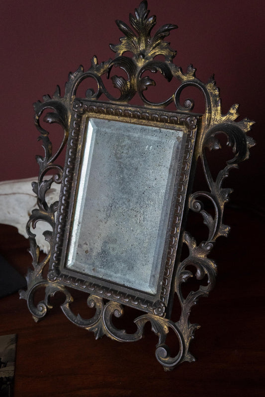 Antique 19th century Gilt Mirror Ornate Rococo Tabletop Vanity Mirror