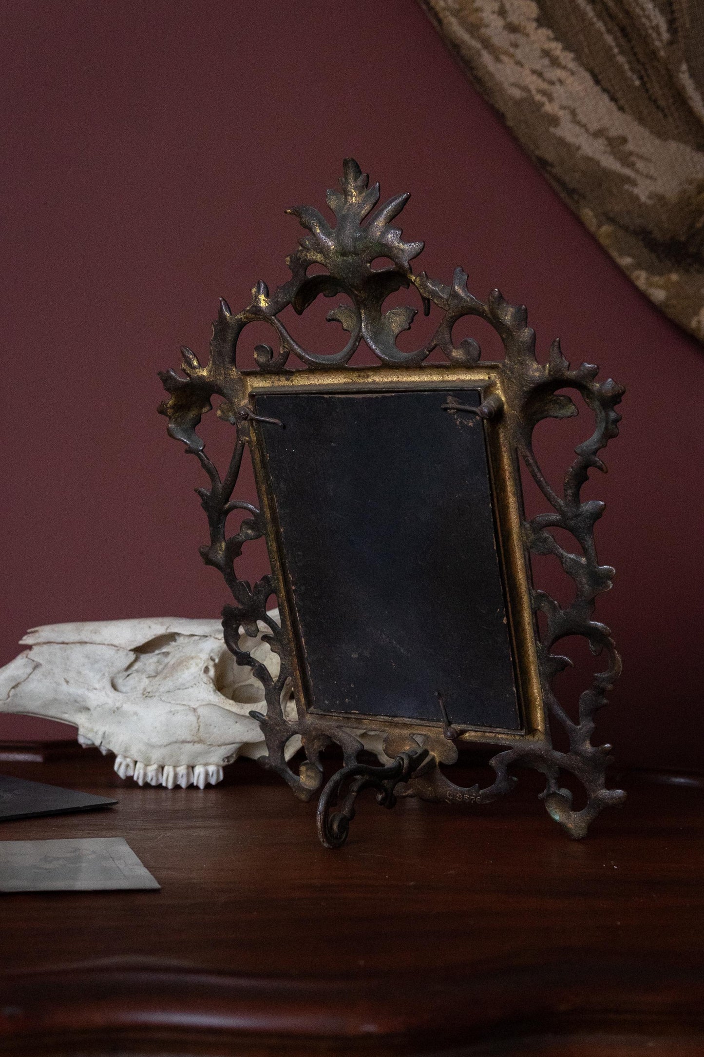 Antique 19th century Gilt Mirror Ornate Rococo Tabletop Vanity Mirror