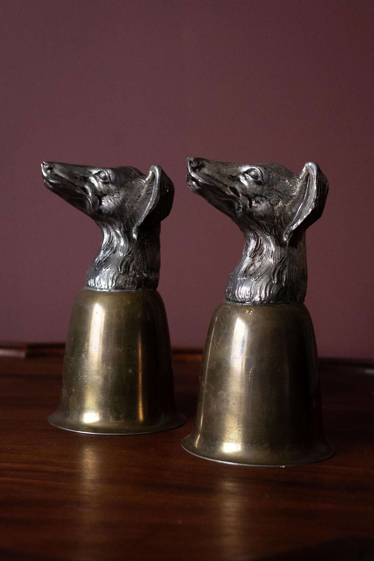 Vintage dog stirrup cups