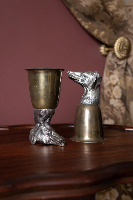 Vintage dog stirrup cups