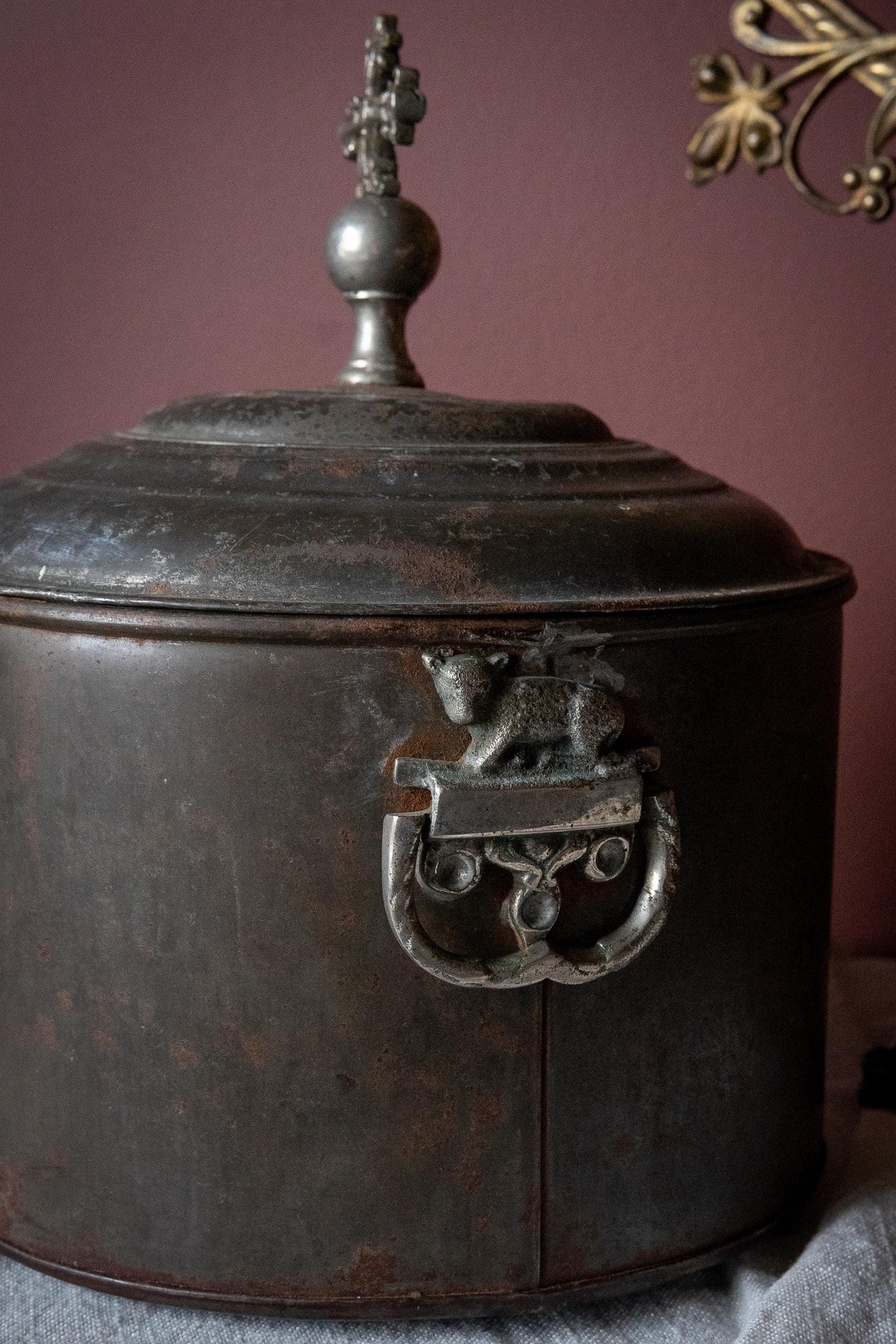 Rare early 19th century  Antique pewter holy water reservoir with tap