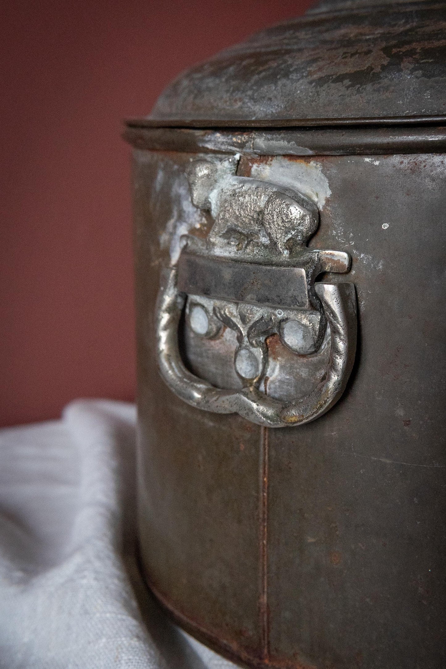Rare early 19th century  Antique pewter holy water reservoir with tap