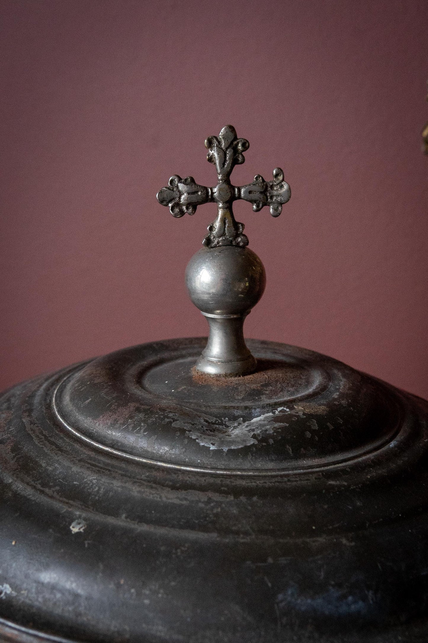 Rare early 19th century  Antique pewter holy water reservoir with tap