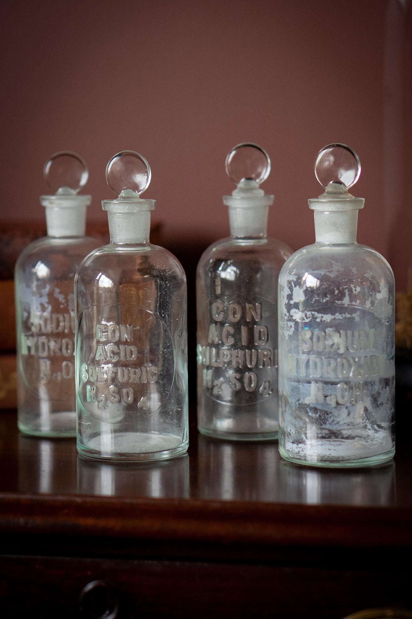 Antique Apothecary Bottle with Glass Stopper (sold individually)