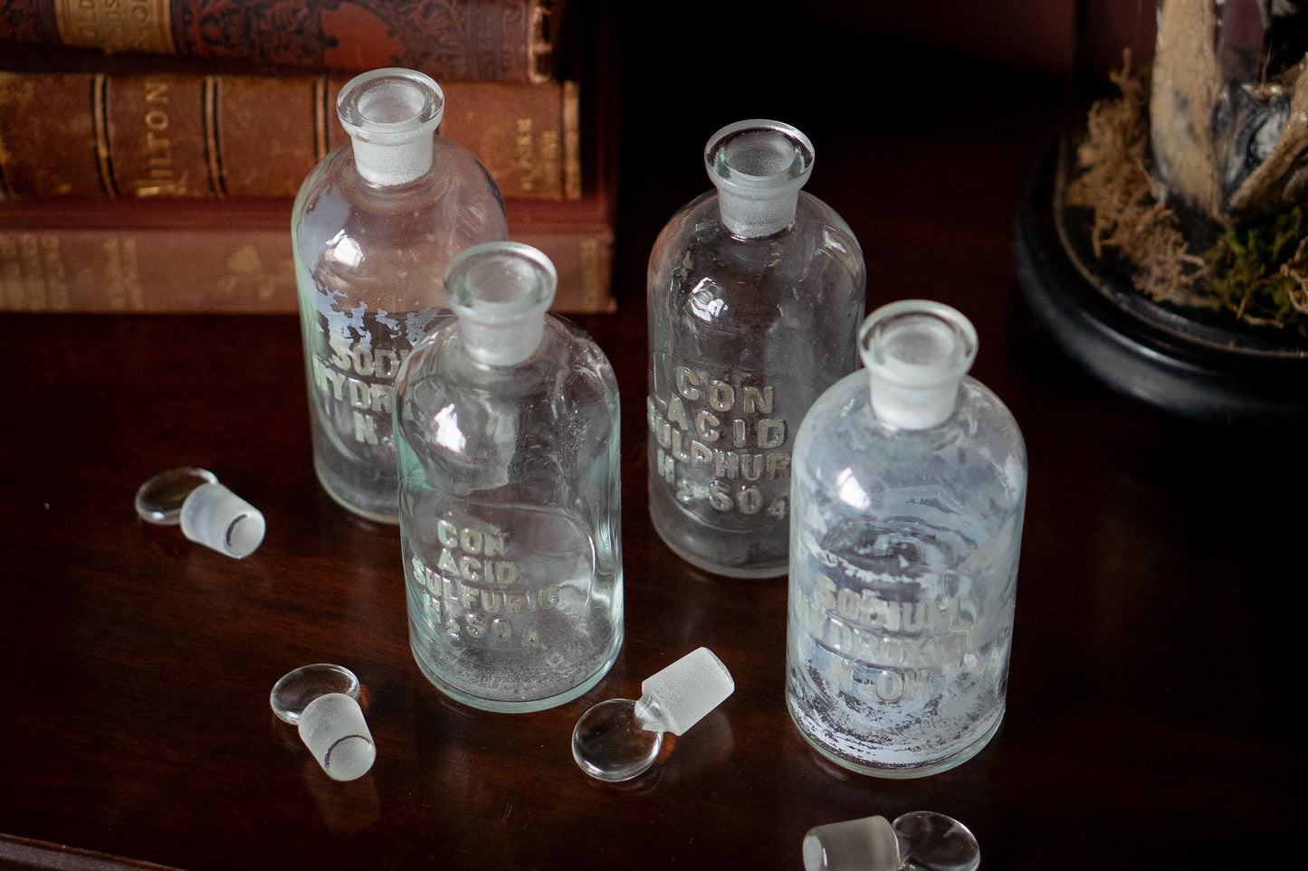 Antique Apothecary Bottle with Glass Stopper (sold individually)