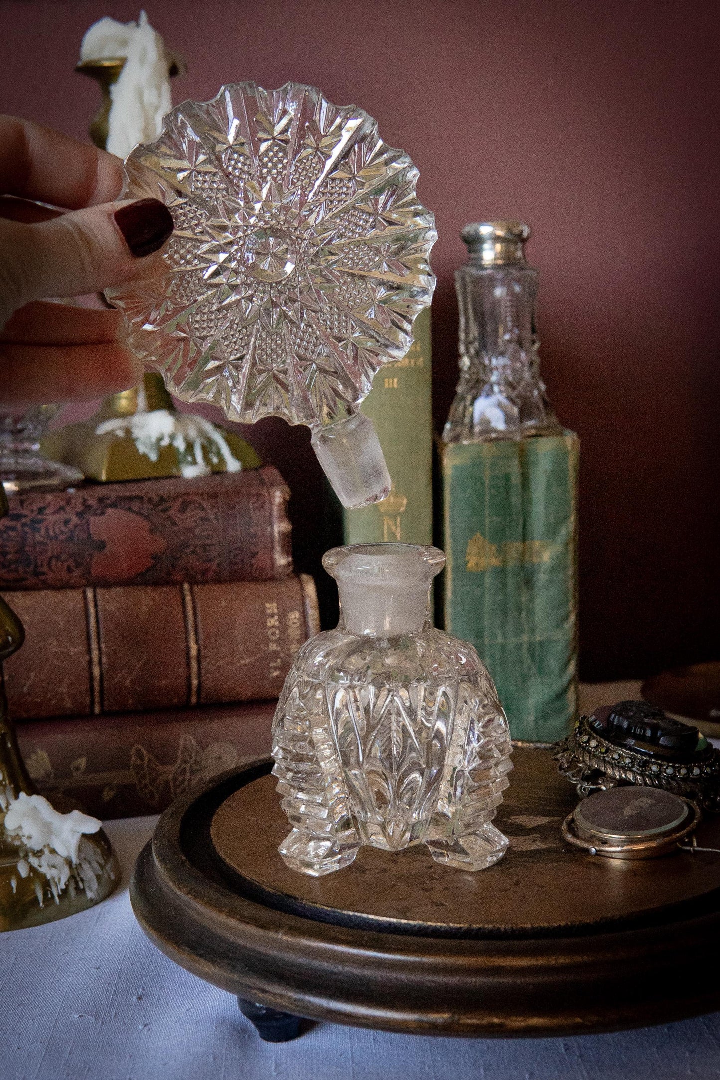Vintage cut glass perfume bottle