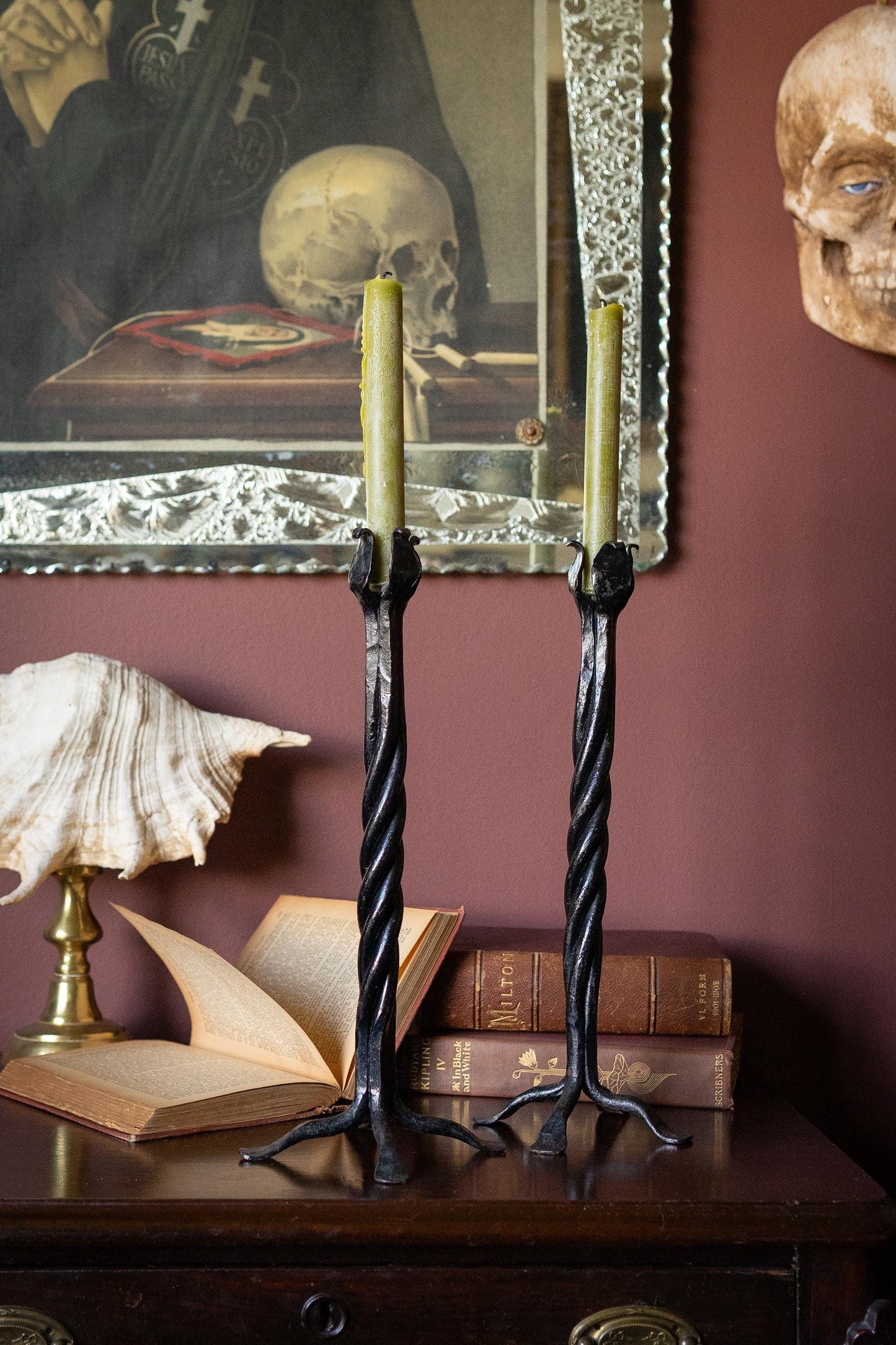 Pair of Twisted Iron Candlesticks