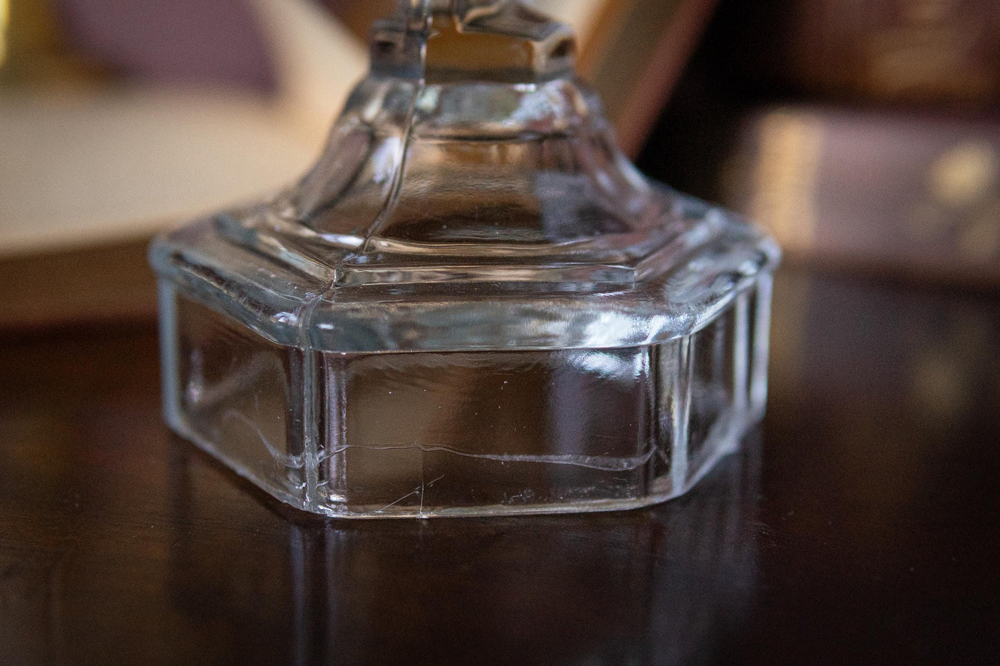 Vintage Glass Crucifix Candlestick