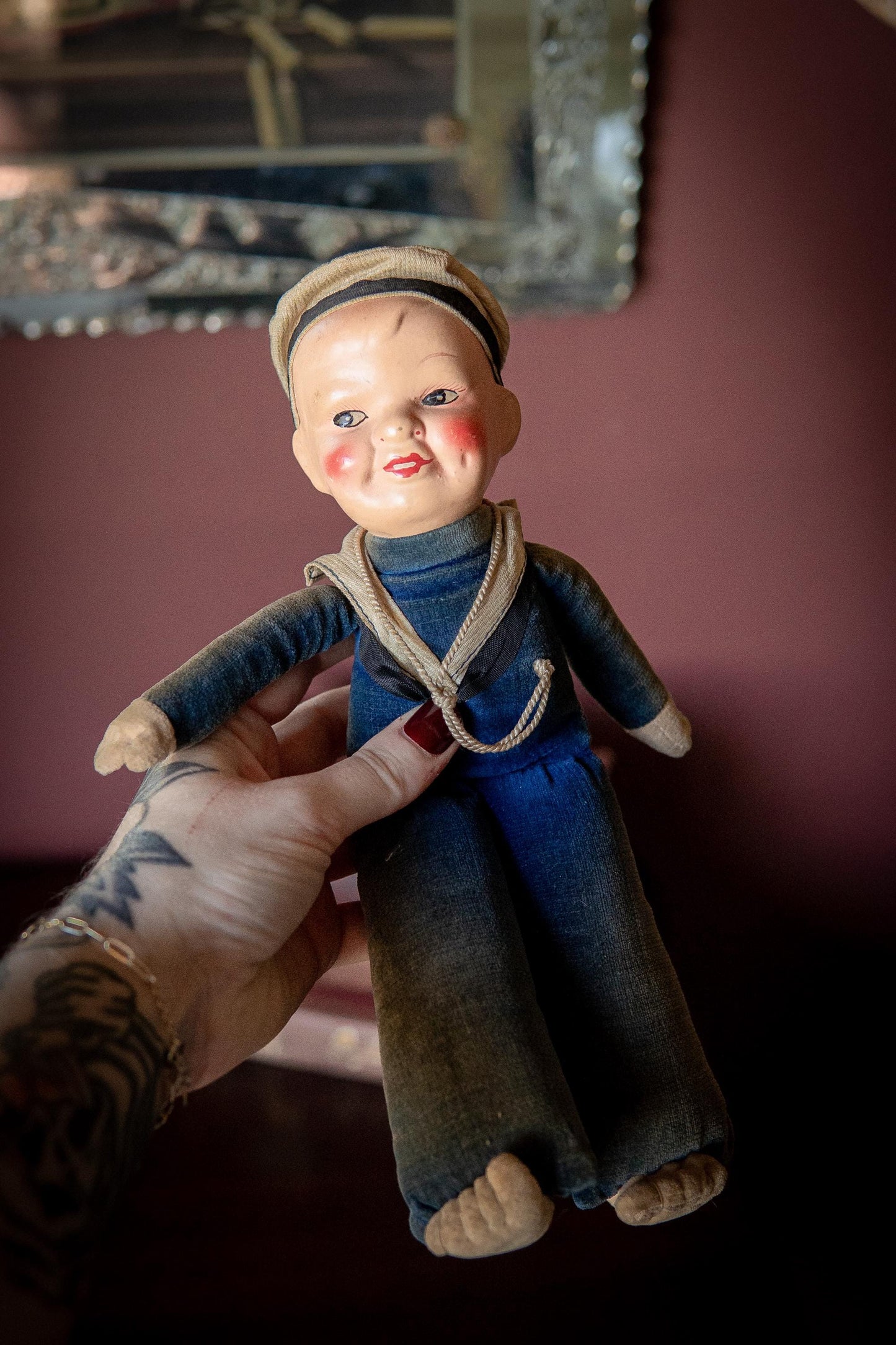 1930s Holland America Sailor Doll. Vintage Cruise Souvenir Doll